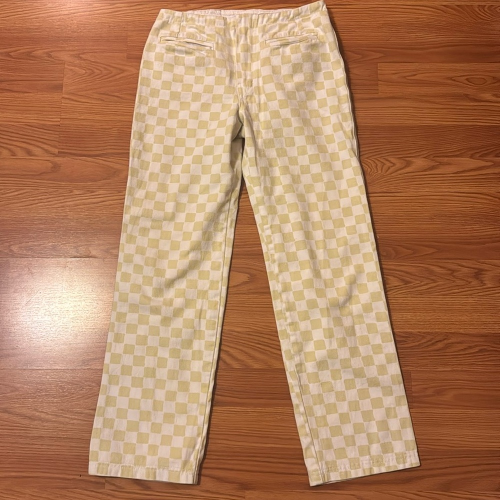 Holiday Label Checkerboards pants | lime green & white | small